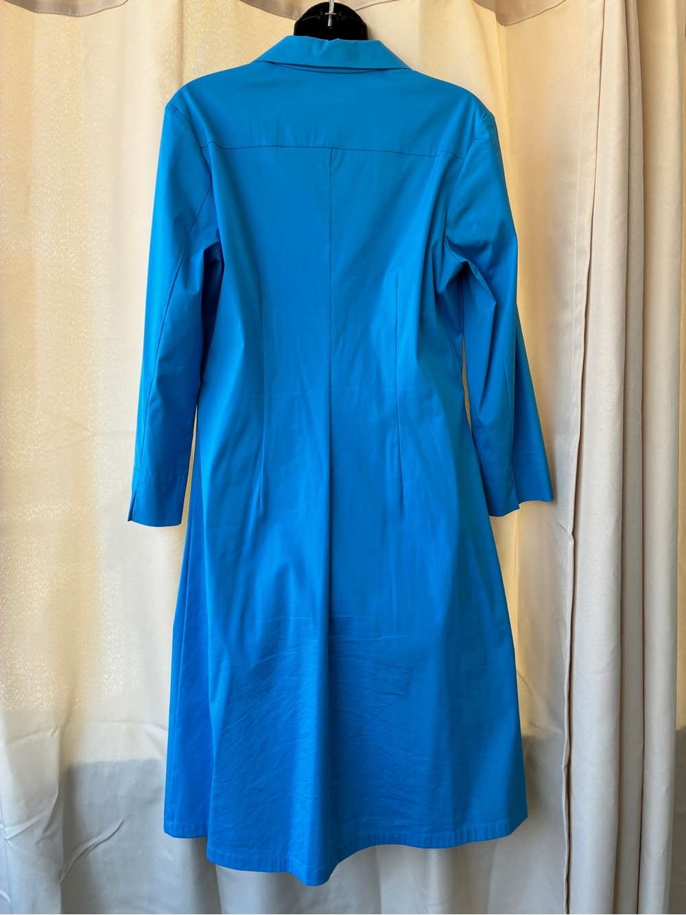 Lafayette 148 Size 10 Full Zip Teal Blue Midi Shirt Dress - Picture 5 of 12